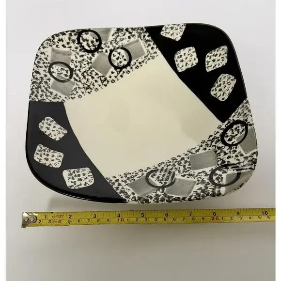 Vintage Ann Mallory California Mid Century Hand Painted Dish Black White - Picture 3 of 4